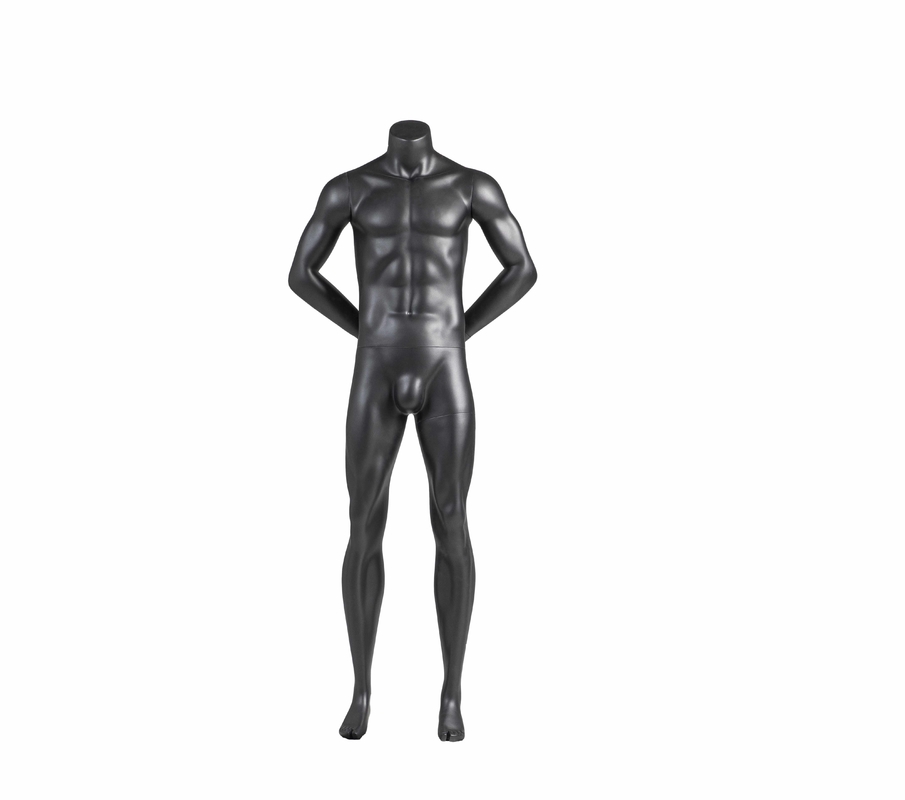 Fiberglas-Ganzkörper-Mann-Hände hinter dem Rücken kopflose muskulöse männliche Schaufensterpuppe für Sportbekleidung